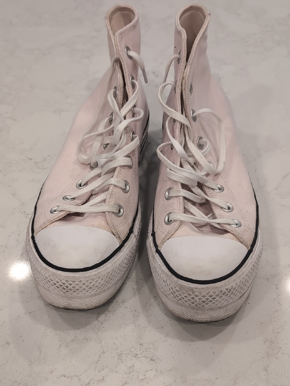 Classic High-Top Canvas Sneakers - Pale Pink